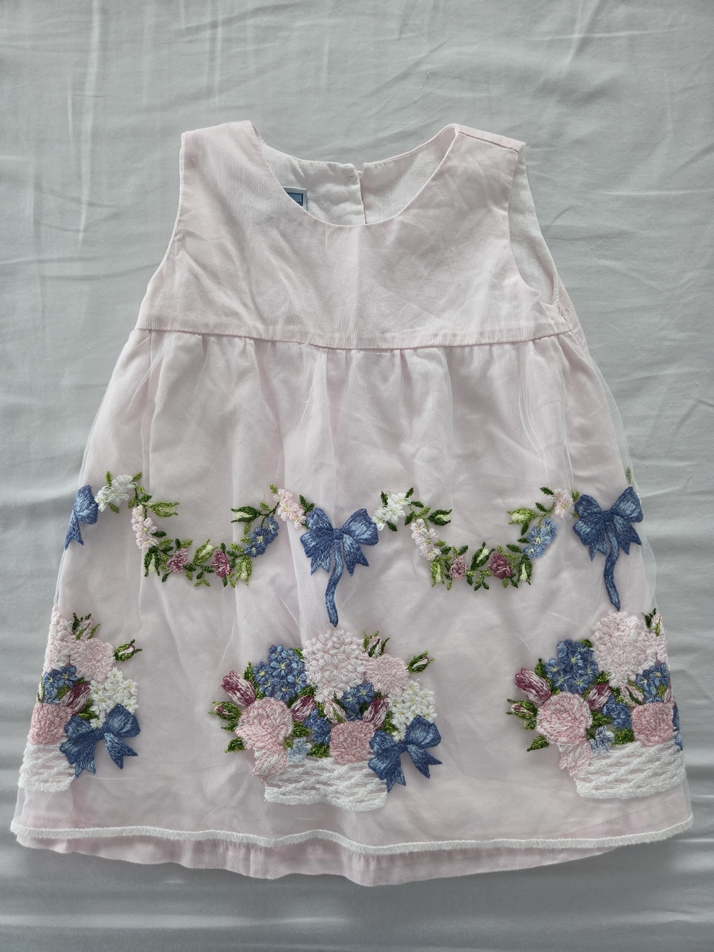 Bognar Girls Pink Embroidered Floral Dress 18M